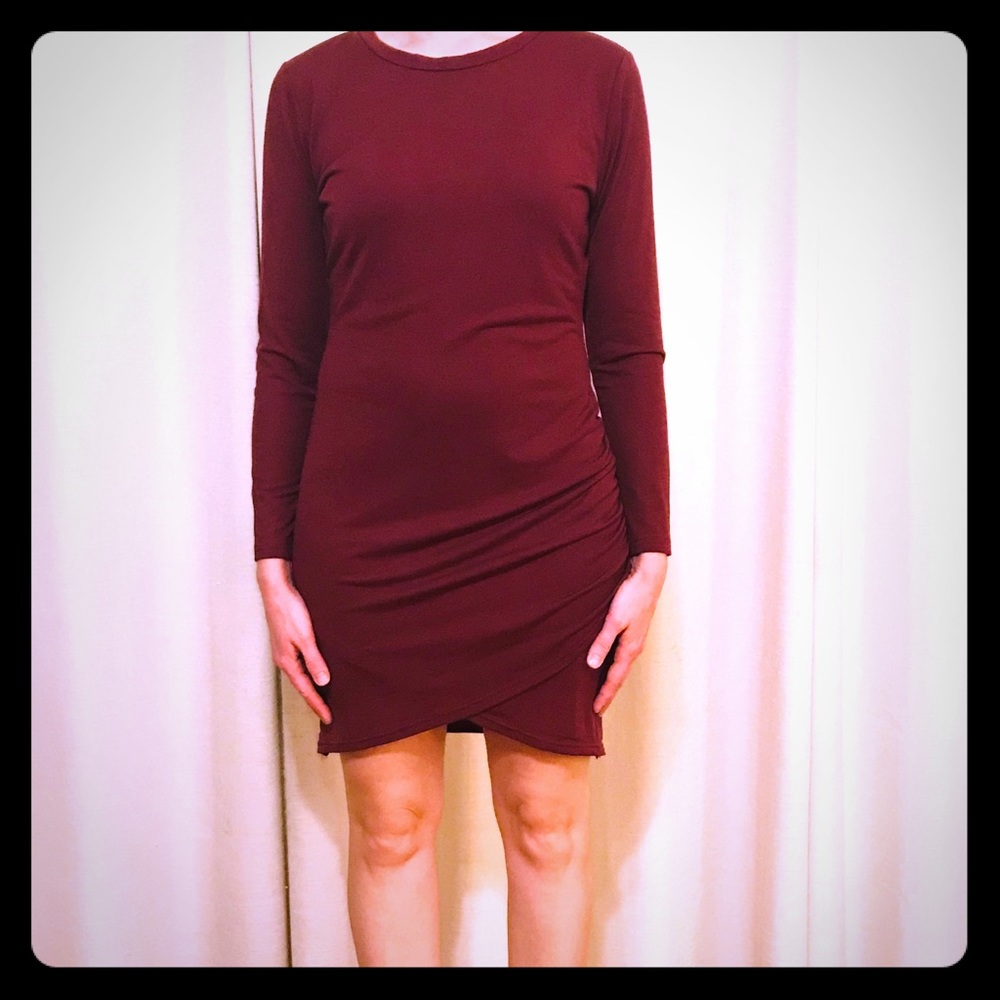 Burgundy Bodycon Cocktail Dress